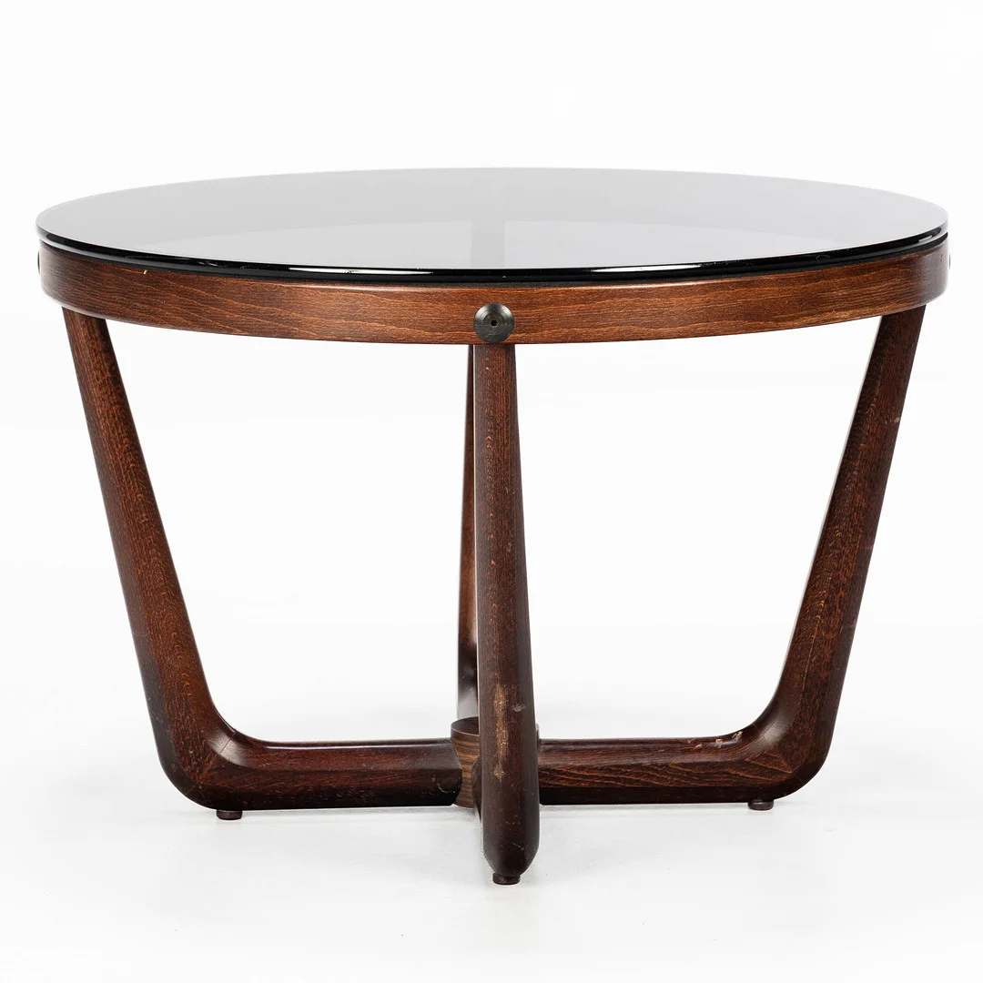 SOFFBORD, Vad Trevarefabrikk. Mörkbetsat trä, Glas, Norge. — Coffee Tables — Norrlands Auktionsverk