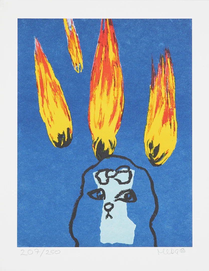 MARIANNE LINDBERG DE GEER. "What me worry I", litografi, numrerad 207/250 samt signerad. — Engravings & Prints — Stockholms Auktionsverk Sickla