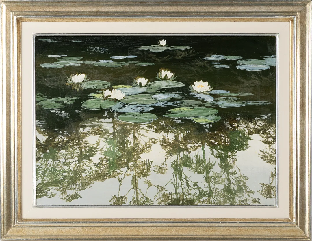 LARS CRONA. Näckrossjön, olja på duk, signerad. — Paintings — Stockholms Auktionsverk Helsingborg