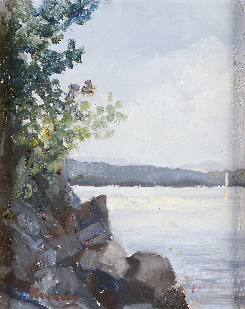 PETER KENNEDY. Oljemålning på duk. Insjölandskap. Signerad. — Paintings — Skånes Auktionsverk