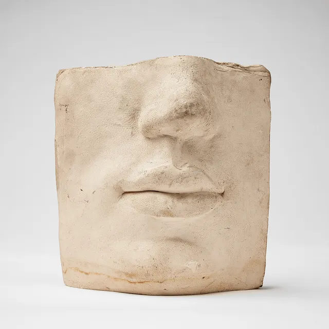 HERTHA HILLFON. Sculpture, modeled stoneware clay, in the form of a face mask.