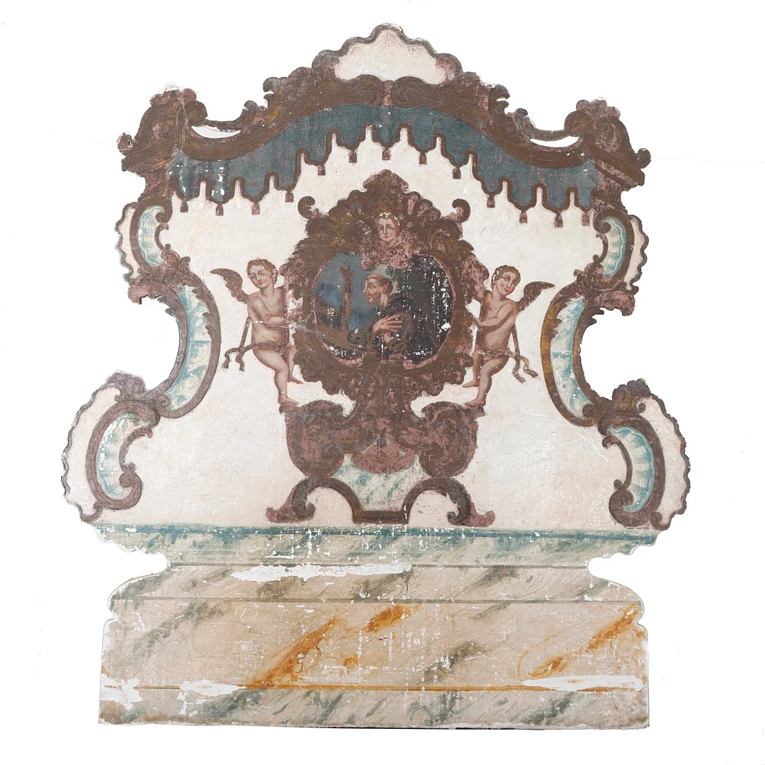 Charles III polychrome and gilt wood headboard from Olot, 18th Century. — Other — Balclis