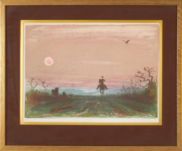 BJÖRN BERG. Gaucho på häst, färglitografi, signerad, numrerad 294/300, daterad -77.