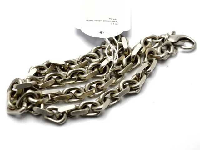 Halskedja, Ankarlänk, ny karbinhake krävs, silver 50cm 105,4g