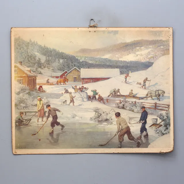 NILS ASPLUND. Skolplansch, "Vinter", P. A. Norstedts & söner.