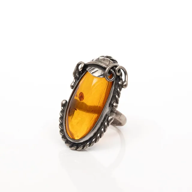RING, Silver, Bärnsten, Polen.