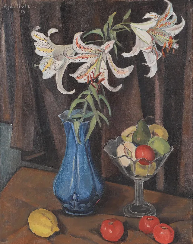 AGDA HOLST. "Den vita liljan", olja på duk, signerad 1924.