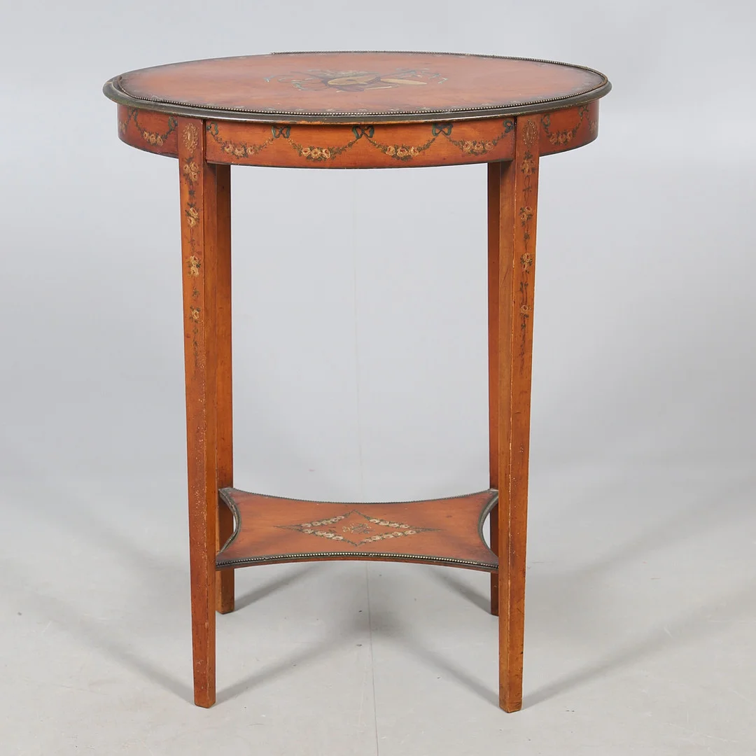 EDWARDIAN SATINWOOD SHERATON-REVIVAL OVAL TABLE. — Tables — Lawrences Auctioneers