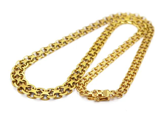 COLLIER, 18K guld, x-länk, doserad, längd 42 cm, vikt 20,6 g, Stockholm 1962.