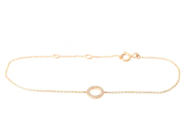 ARMBAND, 18K roséguld, 19 briljantslipade diamanter ca 0,06 ctv, längd 15/16,5/18 cm, vikt 1,1 g.
