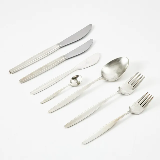 TIAS ECKHOFF. bestickdelar, "Cypress", 60 delar, sterlingsilver, Georg Jensen, Köpenhamn.