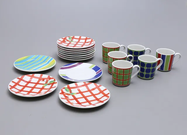 MUGGAR SAMT FAT, 17 delar, porslin, Designers Guild, "Casual", Rosenthal, 1980-tal.