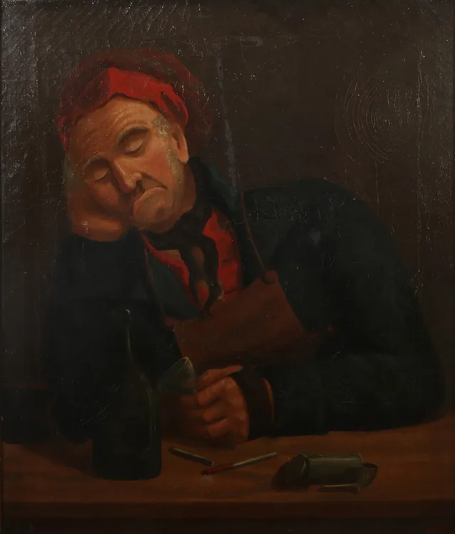 OKÄND KONSTNÄR. Oljemålning på duk. 1800-tal. Mansporträtt.