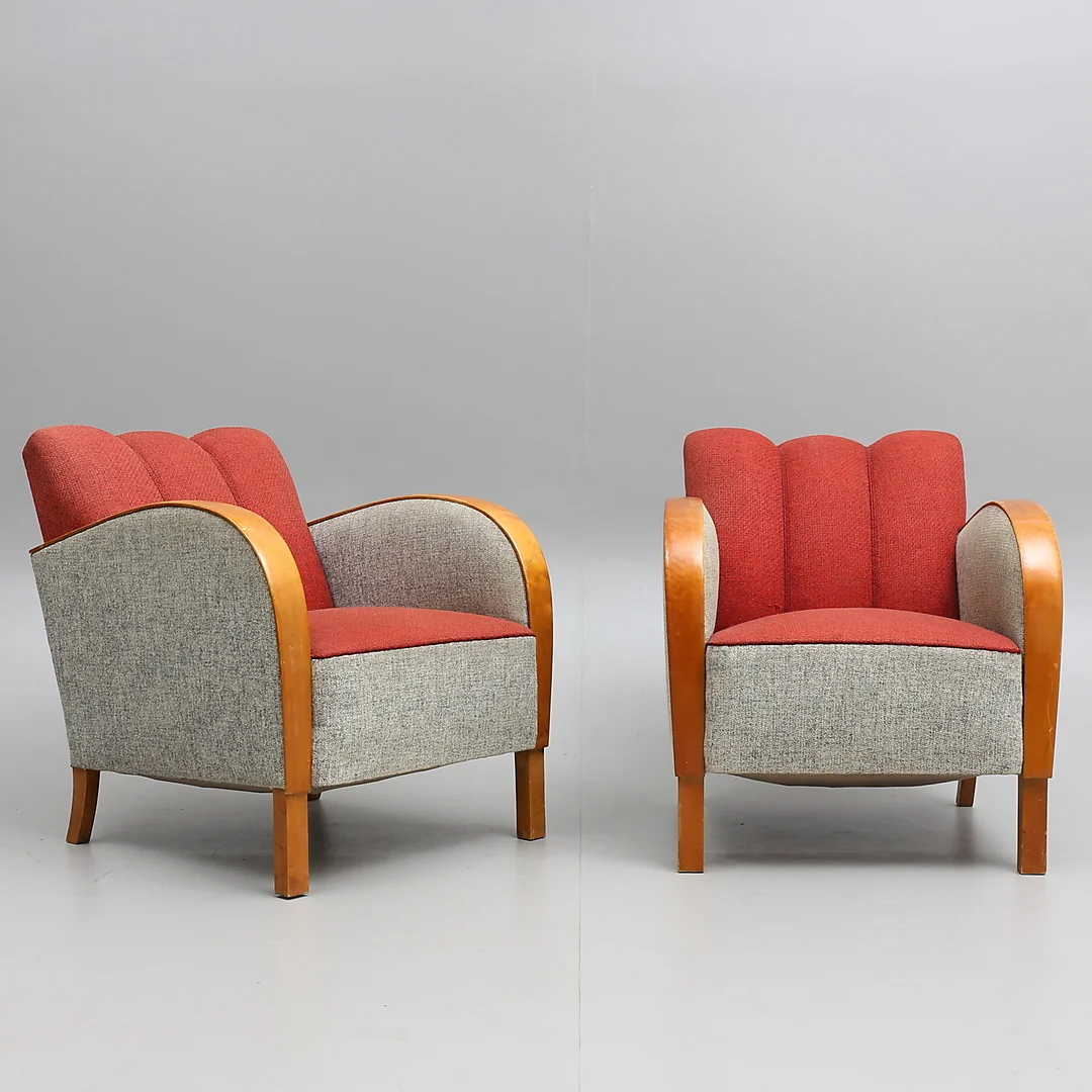 FÅTÖLJER, ett par, art deco, 1900-talets första hälft. — Armchairs & Chairs — Auktionshuset Thelin & Johansson