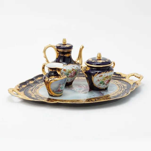 SERVISDELAR, 4 st, porslin, Sevres.