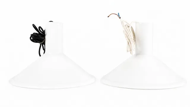 Michael Bang for Holmegaard. 'P&T' pair of pendants, opal glass (2)