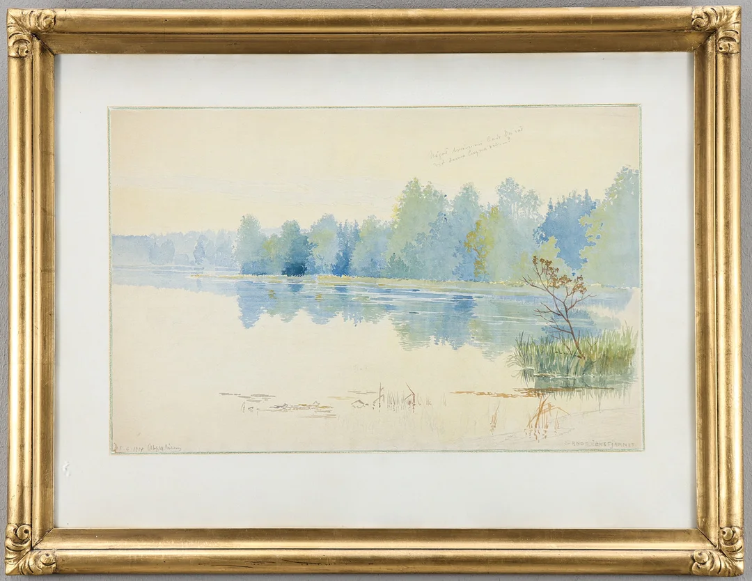 OLOF WALFRID NILSSON. "SANDBÄCKSTJÄRN" motiv från Karlstad. — Paintings — Karlstad Hammarö Auktionsverk