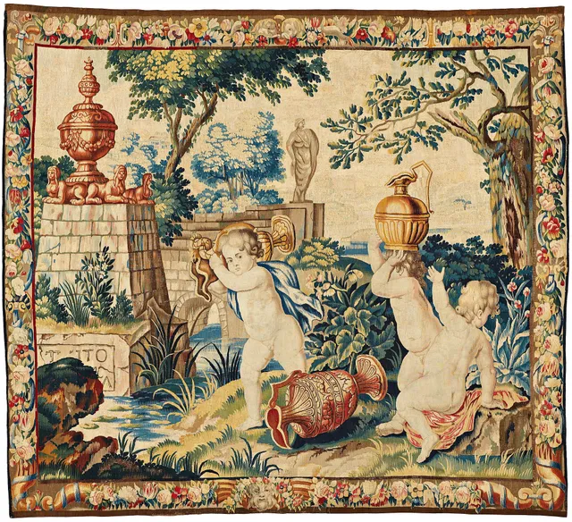 VÄVD TAPET, gobelängteknik, "Vatten" del av "De fyra elementen", ca 231,5 x 252,5 cm, Flandern 1600-tal.