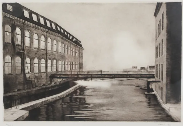 SIXTEN HAAGE. "Fabrik i Norrköping", etsning, signerad & numrerad.
