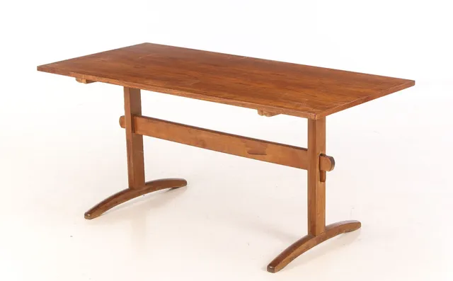 Rectangular teak dining table with shaker legs, 1960s-70s