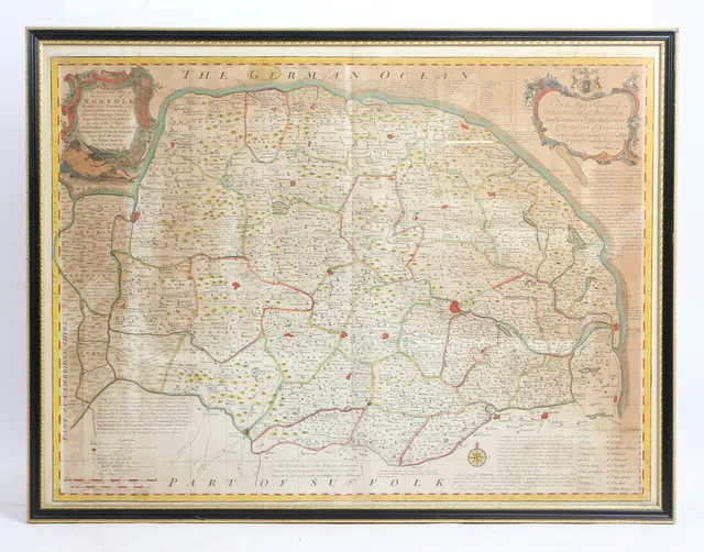 EMANUEL BOWEN: AN ACCURATE MAP OF THE COUNTY OF NORFOLK DIVIDED INTO HUNDREDS...