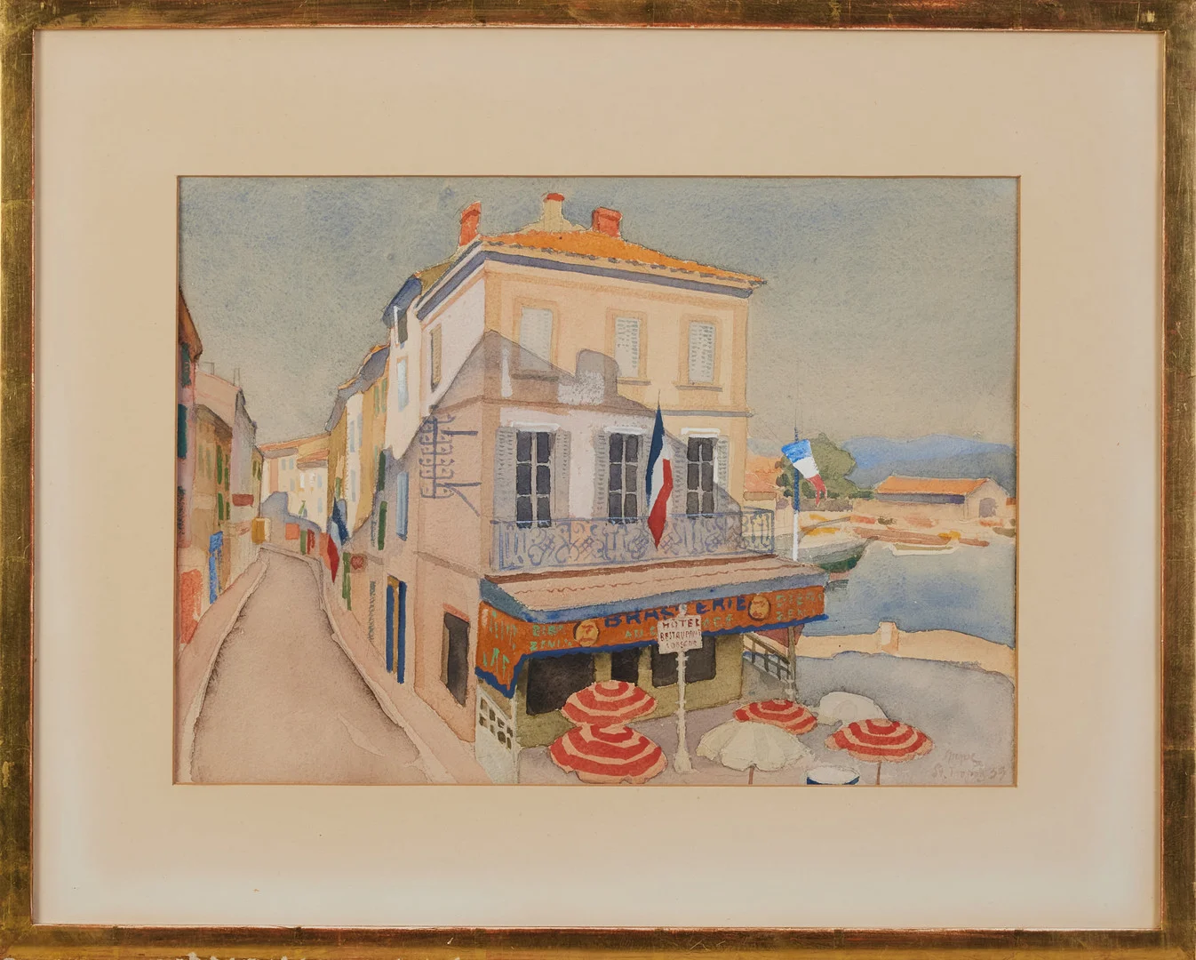 YNGVE BERG (1887-1963). Motiv från St Tropez, signerad och daterad Yngve -39, akvarell. — Paintings — Stockholms Auktionsverk Magasin 5