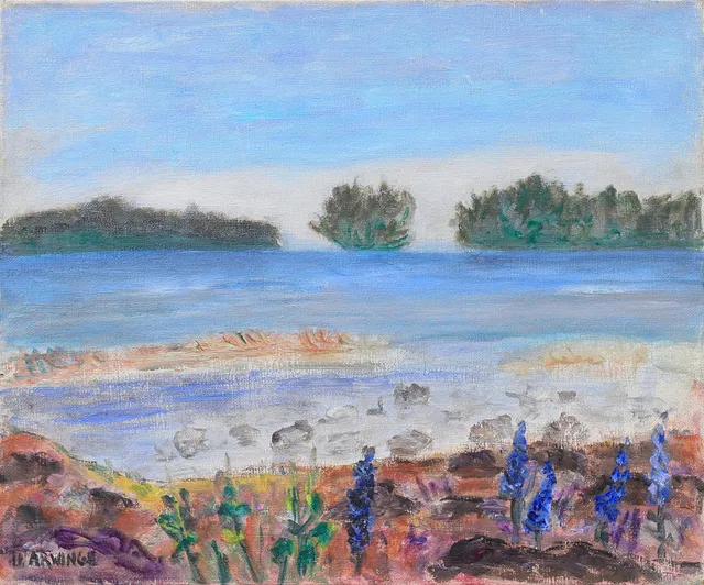 ULLA ARWINGE. "Dis vid Östersjö-strand", olja på duk, signerad.