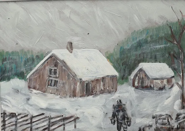 ÅKE WIKSTRÖM. Vintermiljö, olja på duk, signerad.