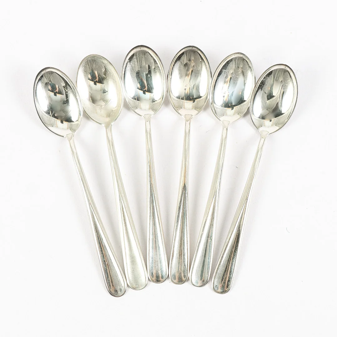 JACOB TOSTRUP PRYTZ. Kaffeskedar 6 stycken silver, "Måne", Norge. — Silver — Karlstad Hammarö Auktionsverk