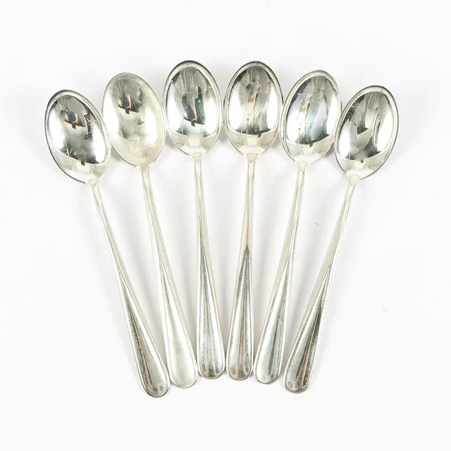 JACOB TOSTRUP PRYTZ. Kaffeskedar 6 stycken silver, "Måne", Norge.