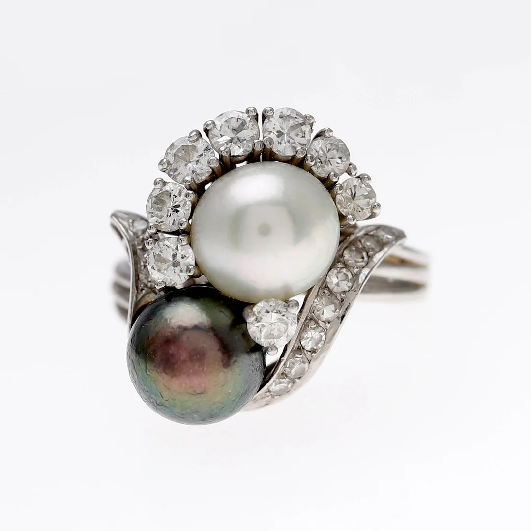 Pearls and diamonds you and me ring, mid 20th Century. — Rings — Balclis