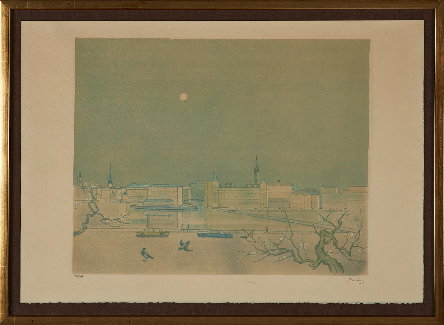 EINAR JOLIN. Stockholmsmotiv, färglitografi, 211/360, signerad Jolin. — Engravings & Prints — Stockholms Auktionsverk Sickla