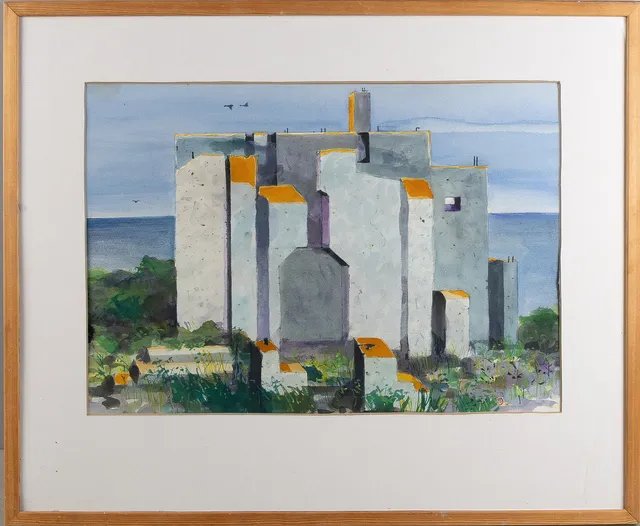 HÅKAN NYBERG (1938-2013). "Betongkloss vid vatten", akvarell på papper.