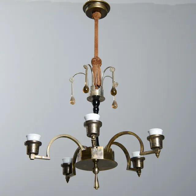 TAKLAMPA, 5-armad, Swedish grace, 1920/30-tal.