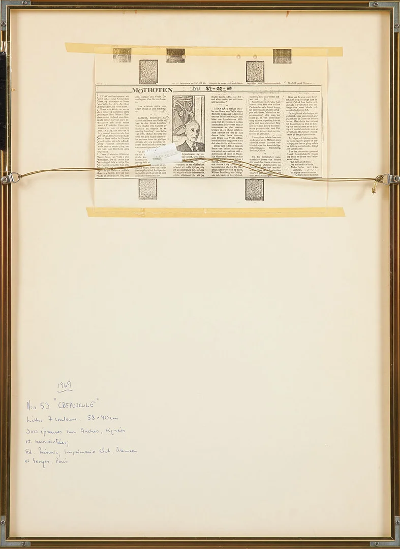 BRAM VAN VELDE. Komposition, litografi, signerad och numrerad 23/300. — Engravings & Prints — Stockholms Auktionsverk Sickla