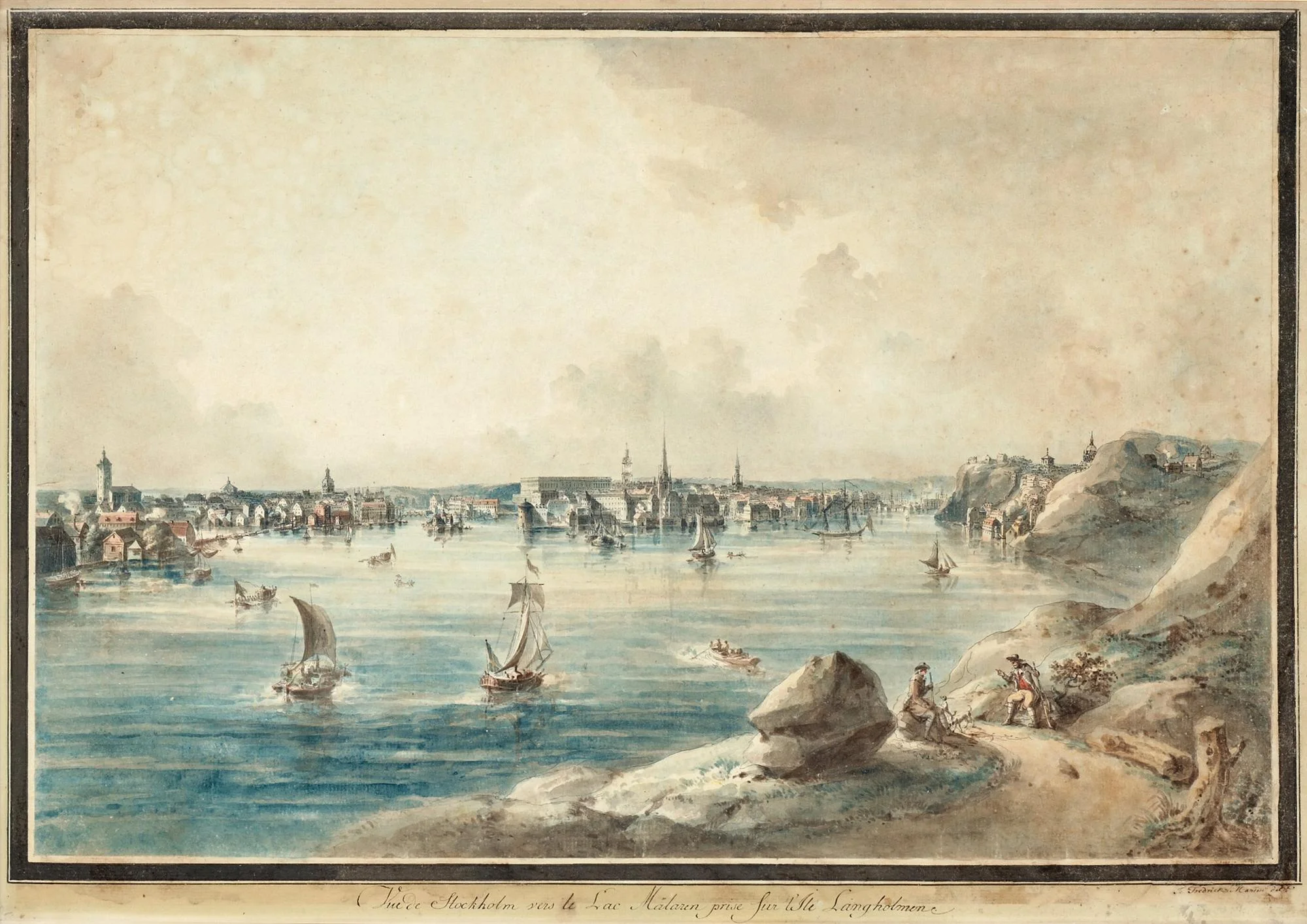 Johan Fredrik Martin, "Utsigt af Stockholm tagen ifrån Långholmen", ur: "Svenska vuer". — Bukowskis