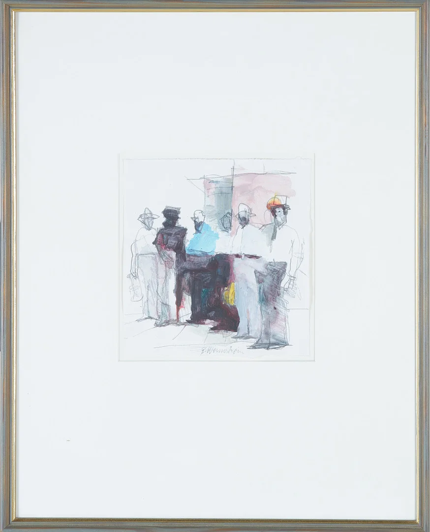 BERNDT WENNSTRÖM. Komposition med figurer, signerad, blandteknik, gouache och blyerts. — Paintings — Stockholms Auktionsverk Sickla