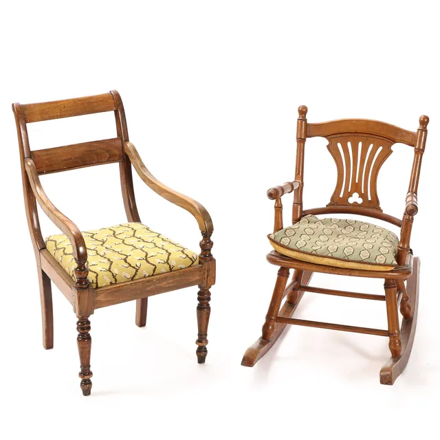 Children's chairs, stained oak, etc. 1900s. (2)