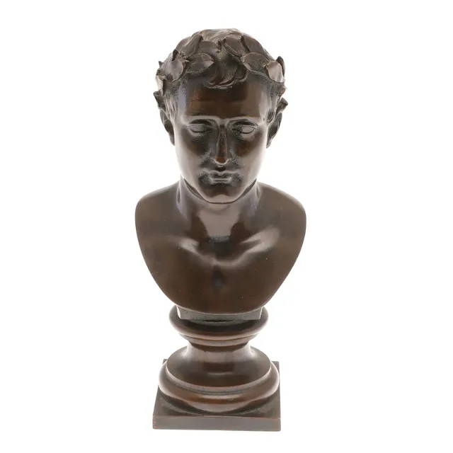 A 19TH CENTURY FRENCH CABINET BRONZE OF A ROMAN EMPEROR.