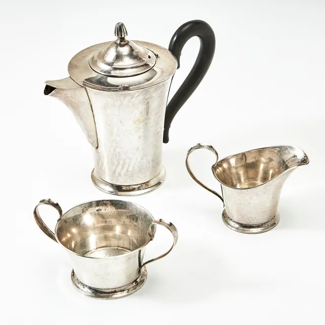 KAFFESERVIS, 3 delar, silver, J L Hultman, Stockholm 1948.