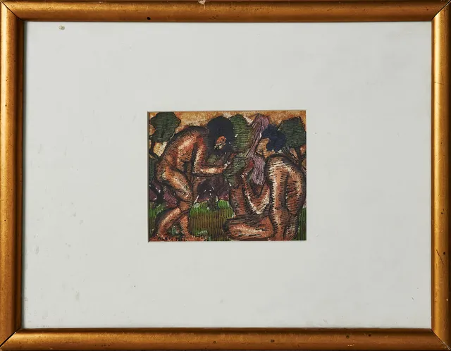 THORWALD ALEF (1896-1974). Figurkomposition, blandteknik, akvarell och tusch på papper, signerad.