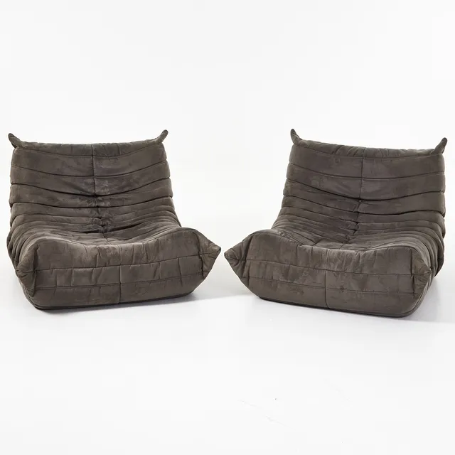 MICHEL DUCAROY. "Togo", fåtöljer, 1 par, Ligne Roset, Frankrike, formgivningsår 1973.