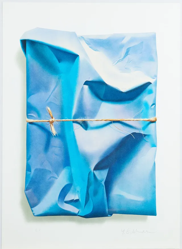 YRJÖ EDELMANN. "Stringed blue ocean" signerad Y Edelman, E.A, färglitografi.