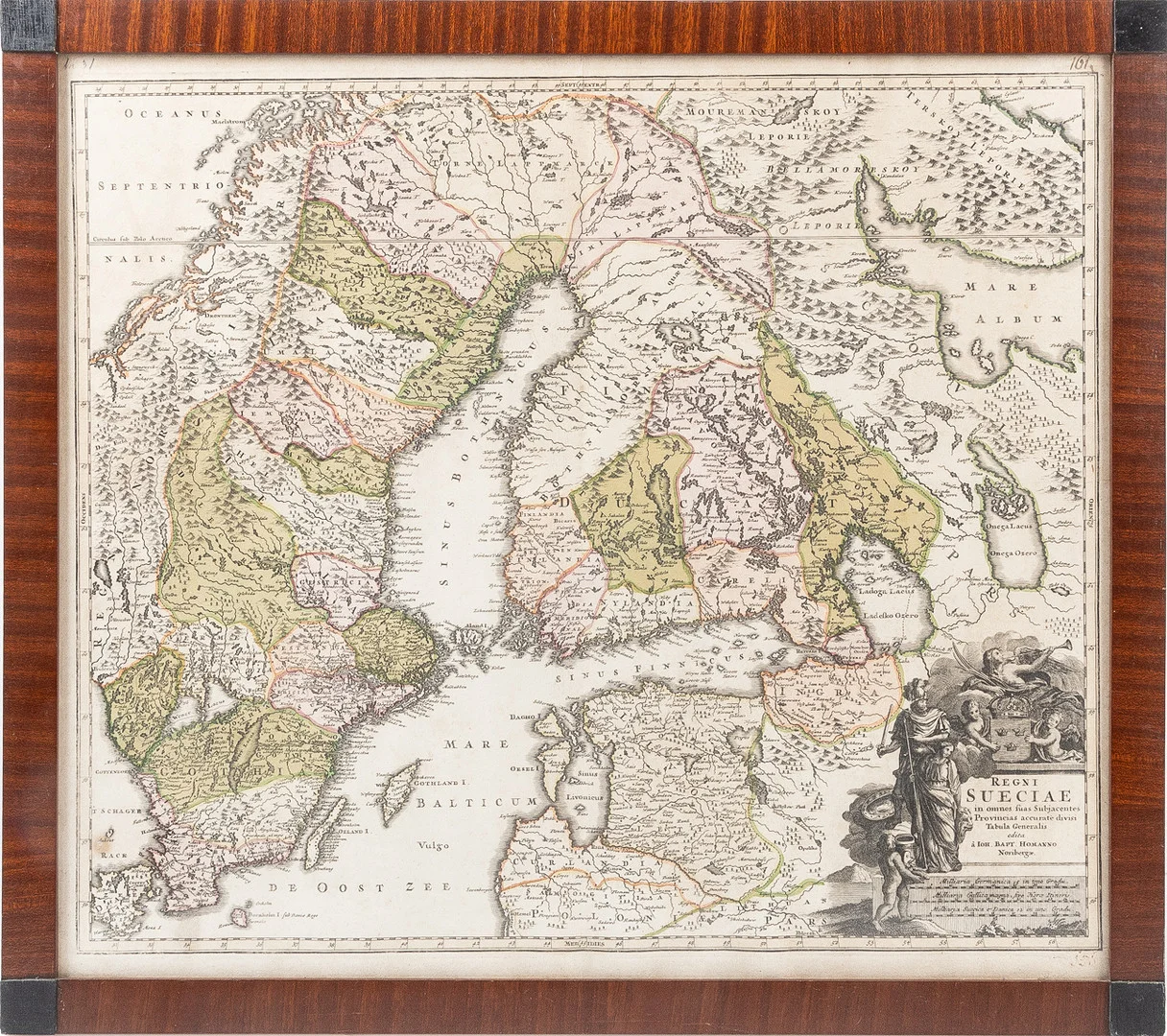 HOMANN, JOHANN BAPTIST, karta "Regni Sueciae". Nürnberg ca 1730. — Maps — Stockholms Auktionsverk Helsingborg
