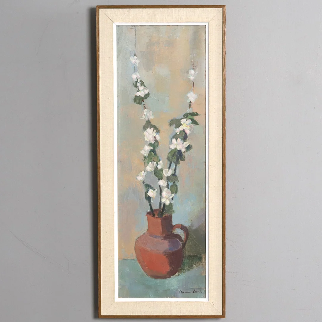 HARRY THOMANDER. OLJA PÅ DUK, stilleben, "Äppelblom", signerad och daterad -1961. — Paintings — Örebro Stadsauktioner