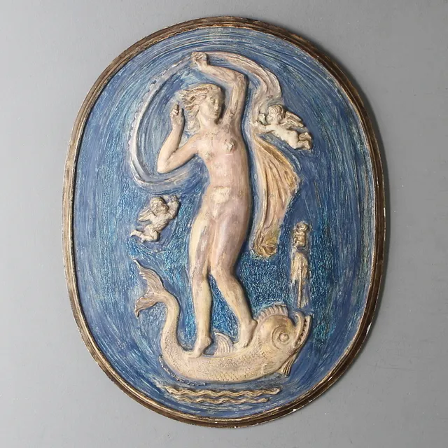 RELIEF, bemålat gips, 1900-tal.