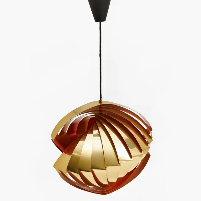 LOUIS WEISDORF. Taklampa, "Konkylie", Lyfa, Danmark, 1960-tal, stämpelmärkt "Made in Denmark".