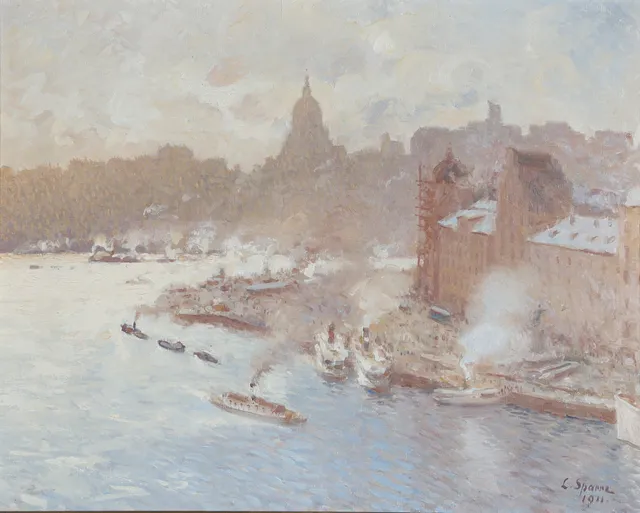 LOUIS SPARRE. "Wintermorning", olja på duk.