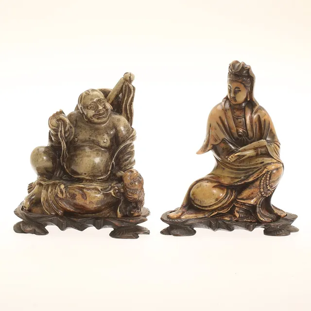 BUDDHA, 2 stycken, soapstone, Kina.