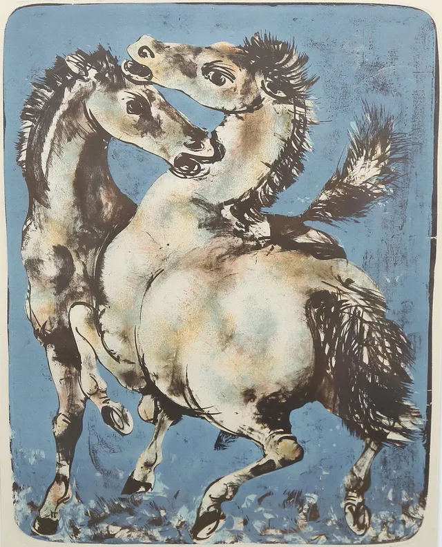 HANS ERNI. Färglitografi, signerad samt numrerad 11/150.